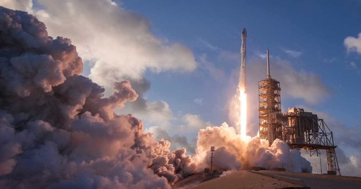 SpaceX rocket launch scene