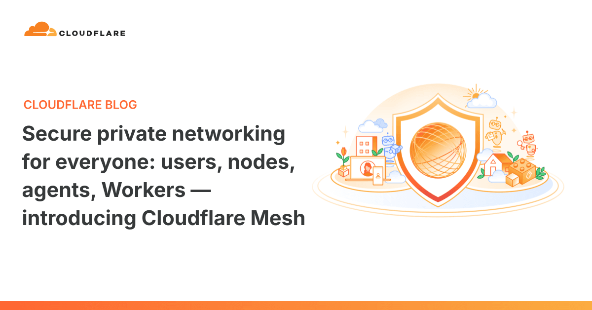 Cloudflare Mesh — AI 에이전트와 사람을 하나의 암호화된 사설 네트워크로 묶는 다이어그램