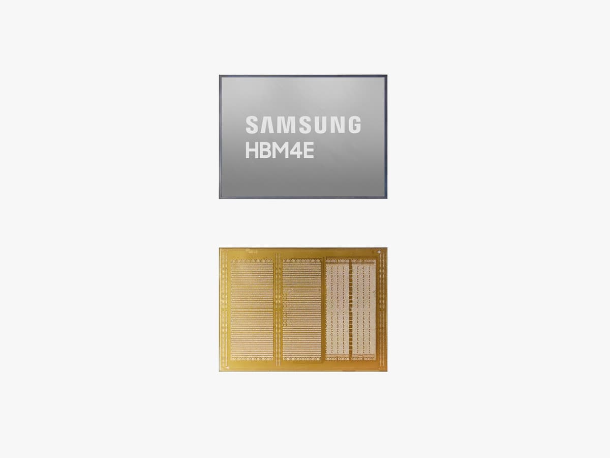 Samsung industry-first 12-high HBM4E sample shipment — AI memory product image