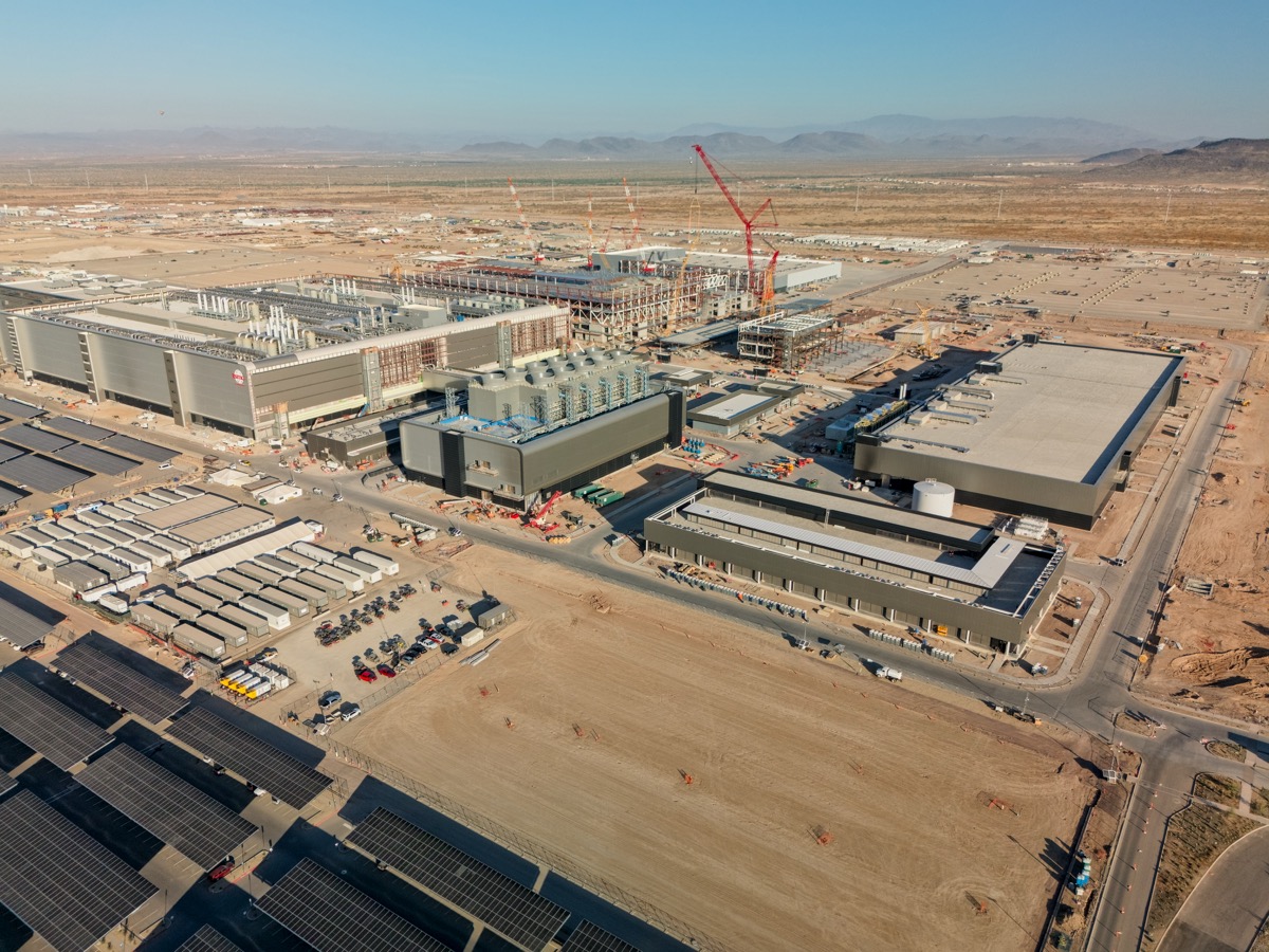 TSMC Fab 21 under construction in Phoenix, Arizona — one leg of Tesla AI5's dual-sourced U.S. production